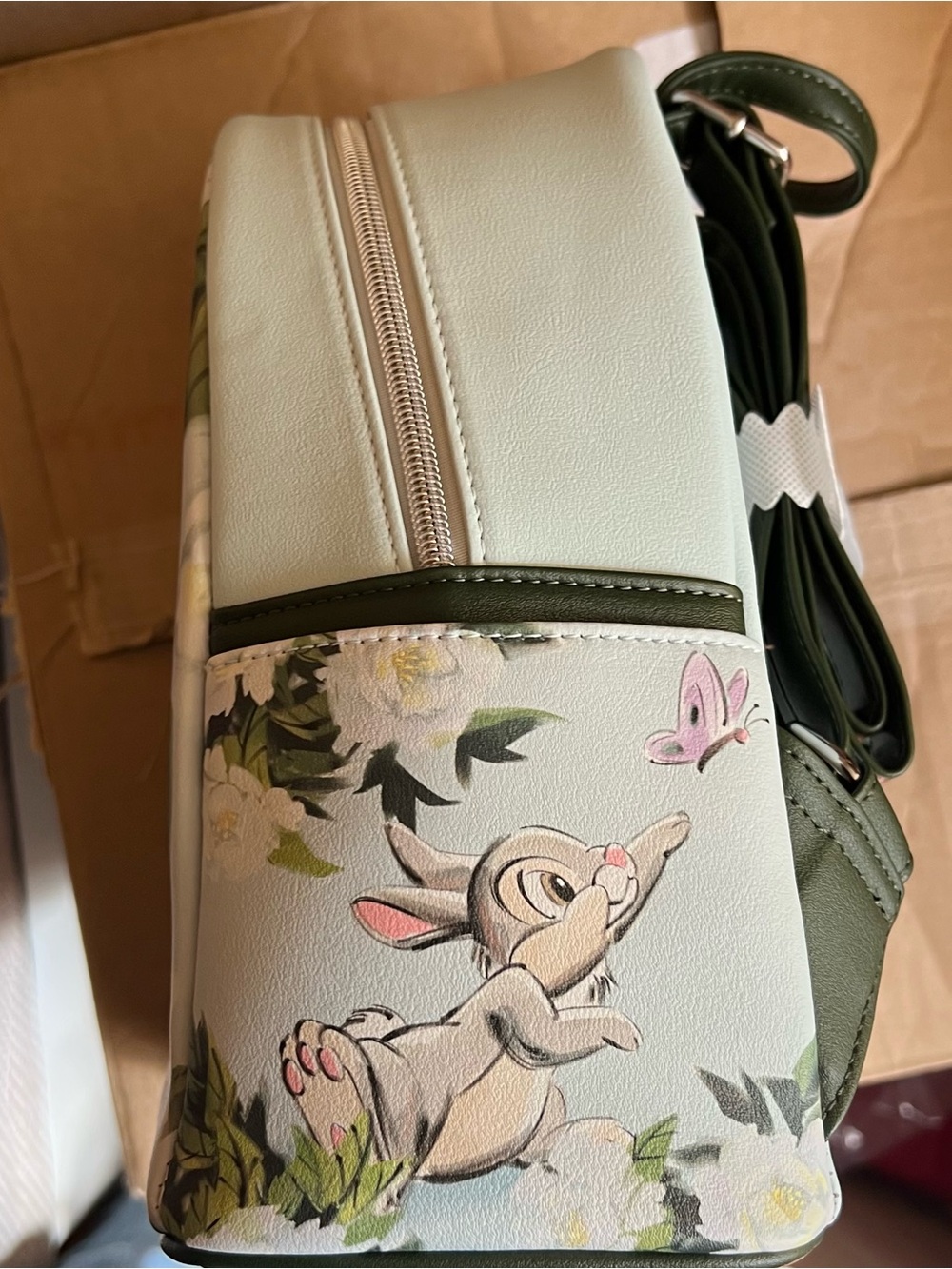 Loungefly Disney’s Bambi Thumper Floral Mini Backpack - Green, Pink, White - Picture 5 of 6